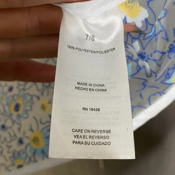 Tahari Girl Clear Blue and Yellow Floral Raincoat Girl's 7/8 - Picture 5 of 6